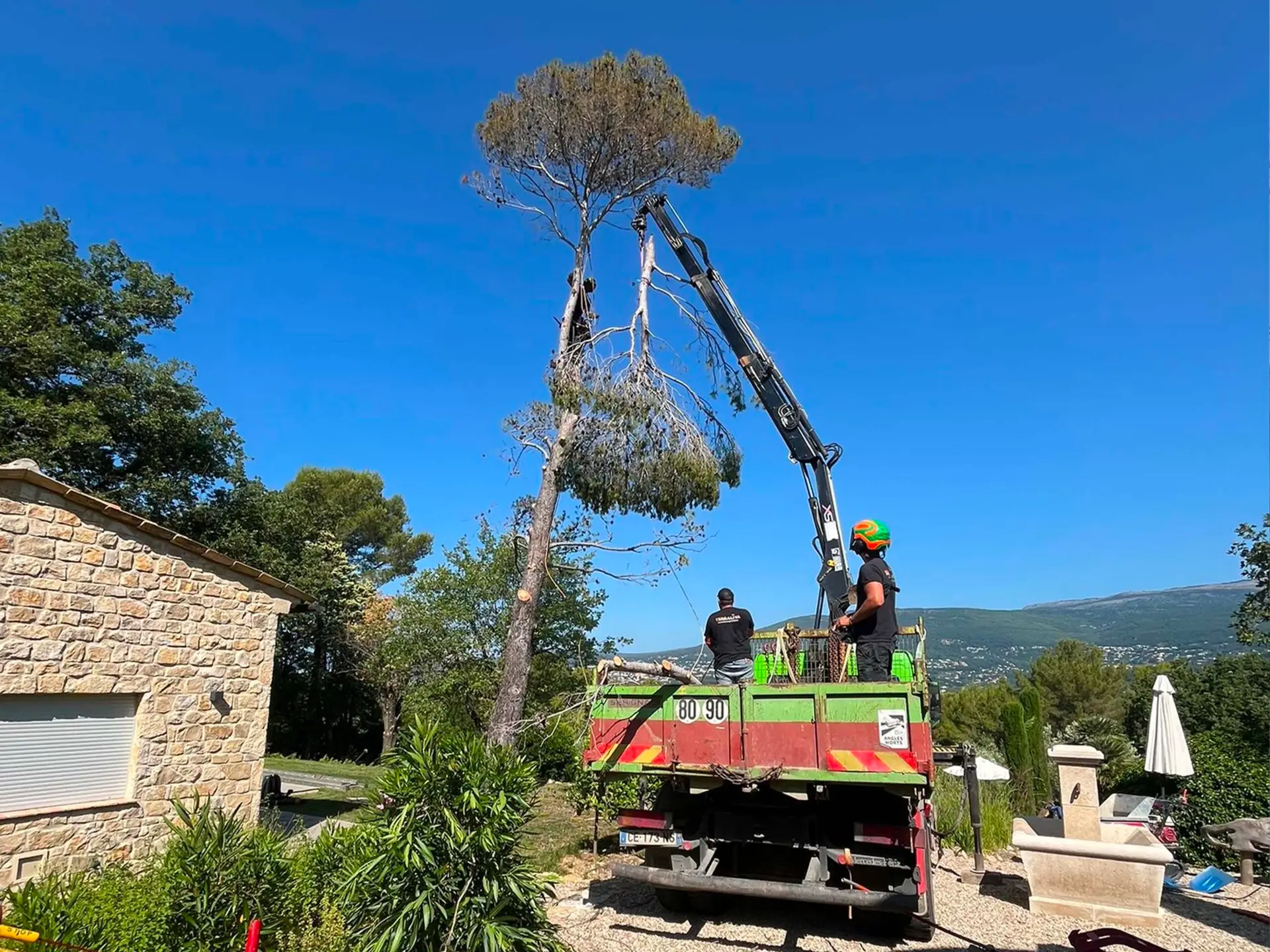 Abattage avec grue